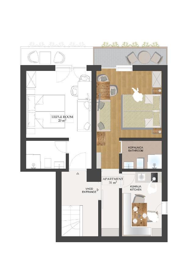 Apartments And Rooms Razen Бохинь Экстерьер фото
